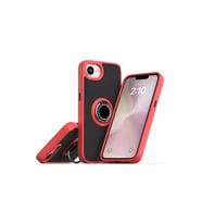 Coverzone iPhone 16E ile uyumlu K?l?f Thunder Hux Y�z�kl� Kapak Olabilen 360� D�nebilen Y�z�k Aparat? ve Kamera Korumal? Y�kseltilmi? Thunder Hux Kapak K?rm?z?