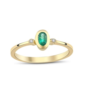 0.27 Karat Oval Zümrüt 0.02 Karat Pırlanta Yüzük