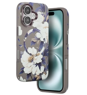 Iphone 16 Flower Series Magsafe Kapak - Gri