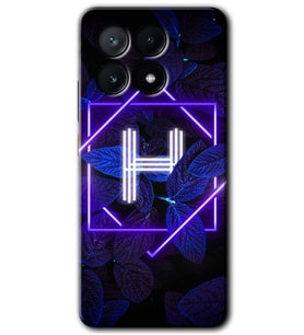 Poco x6 Pro Kılıf HD Desen Baskılı Kılıf - Dark Neon Yaprak H Harfi