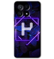 Poco x6 Pro Kılıf HD Desen Baskılı Kılıf - Dark Neon Yaprak H Harfi