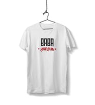 Baba Yorgun Yazılı Unisex Beyaz Sıfır Yaka Tişört