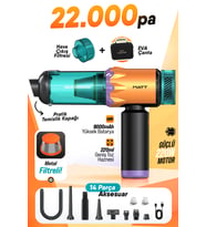 MATT MCV22 Şarjlı Araç Süpürgesi Sarı 22.000Pa Güçlü Vakumlu Type-C Şarjlı 220ML