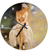 Cakatablo Ressam Daniel Gerhartz Beyaz Elbiseli Kadın Yağlı Boya  Duvar Saati