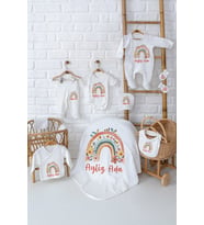Pia Baby Premium %100 Pamuk Kız Bebek Hediyesi 10 Parça İsme Özel Doğum Seti 5022-01 (Krem)