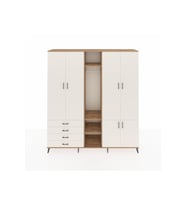 Hyperion Gardrop 14 Raflı 4 Çekmeceli Tek Askılı 220x44x243 Çam-Aytaşı/Aytaşı