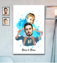 Kişiye Özel Babalar Günü Baba Kız Çocuk Karikatürlü Ahşap Tablo Model-2