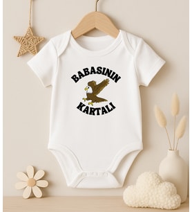 Babasının Kartalı Bebek Body Zıbın & Yenidoğan Hediysi & Bebek Hediyeleri (Pamuk Beyaz)
