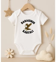 Babasının Kartalı Bebek Body Zıbın & Yenidoğan Hediysi & Bebek Hediyeleri (Pamuk Beyaz)