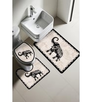 Modern Desenli Dijital Baskı 3’lü Banyo Paspas Takımı Yıkanabilir Kaymaz Tabanlı Klozet Takımı KLZ0030 (Çok Renkli)