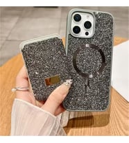 Coverzone iPhone 15 ile uyumlu K?l?f Parlak Elmas Desen Ta?l? MagSafe ile uyumlu Magnetik Kartl?k Elegance Kapak ?phone 15 i�in kilif Kablosuz ?arj Diamond Wallet Case Silver