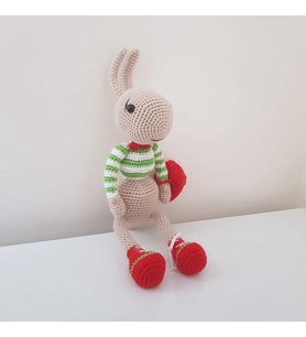 Kırmızı Çantalı Karınca Amigurumi Organik Oyuncak