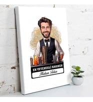 Kişiye Özel Hediye Karikatürlü En Yakışıklı Barmen Kanvas Tablo