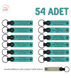 Hamile Anneye Doğum Hatırası, İsim Ve Özel Mesaj Yazılan 54'lü Anahtarlık Set, K Turkuaz & S Kahve (Koyu Turkuaz)