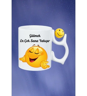 Güzel Sözler Gülen Emoji Baskılı Smile Emoji Toplu Kupa Bardak Çay Kahve Fincanı