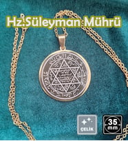 🙏Hz.Süleyman Mührü Çelik Kolye 🎨 Altın Renk (17)