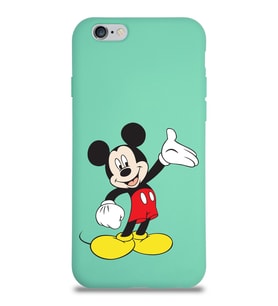 Apple iPhone 6S Plus  Lansman Kılıf Mickey Mouse Tasarımlı Altı Kapalı İçi Kadife Kaplı  Kapak (Şeffaf)