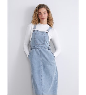 LCW Modest İndigo Kare Yaka Jean Elbise