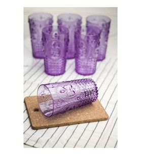 Akrilik Mor 6lı Uzun Bardak & Su Meşrubat Bardağı 750 ml ( Büyük Boy & Cam Değildir )