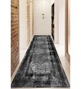 Dijital Baskılı Kaymaz Taban Yıkanabilir Modern Yolluk Ve Koridor Halısı NDU-SD-278 (Siyah)