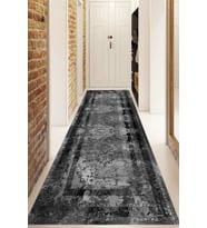 Dijital Baskılı Kaymaz Taban Yıkanabilir Modern Yolluk Ve Koridor Halısı NDU-SD-278 (Siyah)