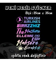 türkçe sözlü set ön arka cam uyumlu oto sticker - ışıkta renk değiştiren hologram sticker yapıştırma