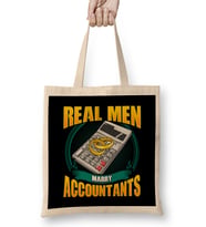 Cute Real Men Marry Accountants Funny CPA Husband Bez Çanta Uzun Saplı