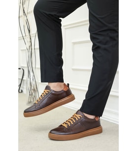 Hakiki Deri Erkek Casual Ayakkabı 819MA1230 (Kahverengi)