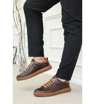 Hakiki Deri Erkek Casual Ayakkabı 819MA1230 (Kahverengi)