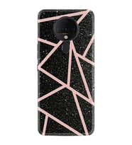 Tecno Spark 6 Kılıf Resimli Silikon Kılıf Pembe Şeritli Mermer 1312