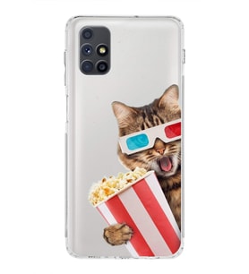 PrintiFy Samsung Galaxy M51 ile Uyumlu Kedi 1 Kamera Korumalı Şeffaf Kılıf