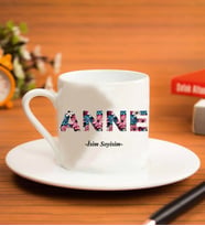 Kişiye Özel Türk Kahve Fincanı Anne Ve İsim Soyisim Tasarımlı