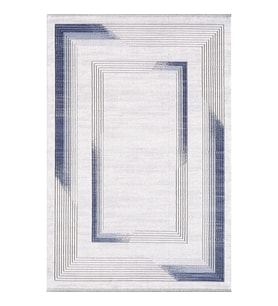 ARTEMİS HALI 06404A 160X230 ÖLÇÜ MAVİ KREM ÇİZGİLİ ÇERÇEVELİ HALI