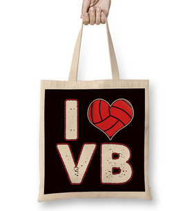 Love Heart Volleyball Player Ball Sports Coach Team Setter Bez Çanta Uzun Saplı