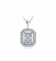 Diamond Line-Gülaylar Beyaz Altın 8 Ayar Baget Taşlı Kolye