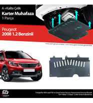 S-Dizayn Peugeot 2008 1.2 Benzin Çelik Karter Muhafaza 2017 Üzeri A+ Kalite (Karışık)