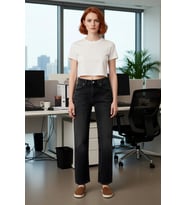 Kadın Wide Leg Denim Pantolon Yüksek Bel Fonksiyonel Dayanıklı Kaliteli Konforlu Estetik Şık