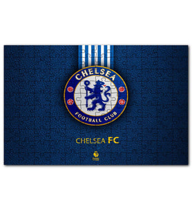 Cakapuzzle Siyah Deri Doku Üzerinde Chelsea Logosu Puzzle Yapboz MDF (Ahşap) (120 Parça)