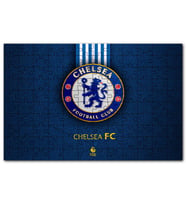 Cakapuzzle Siyah Deri Doku Üzerinde Chelsea Logosu Puzzle Yapboz MDF (Ahşap) (120 Parça)