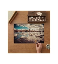 Prag Charles Köprüsü Ve Kuğular Tasarımı 240 parça Ahşap Puzzle Ahşap Kutuda MP01199