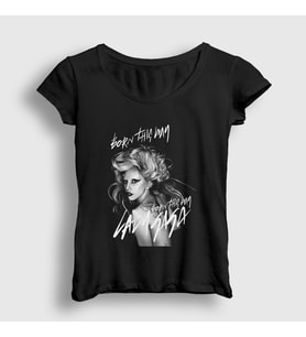 Presmono Kadın Siyah Born This Way Müzik Lady Gaga T-Shirt 474049tt