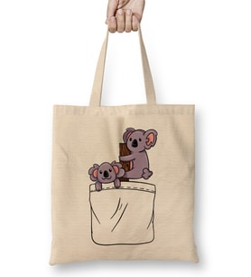 Kawaii Cute Koala Pocket Bez Çanta Uzun Saplı