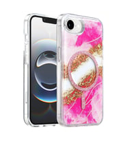 Onegif İphone 17e Lotus Simli Magsafe Kapak - Pembe