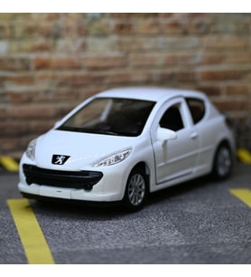 Peugeot 207 Metal Model Araba Beyaz - Kişiye Özel Plakalı (1:36 Ölçek)