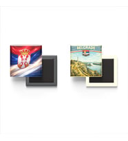Buzdolap Magnetleri - Sırbistan Bayrağı ve Belgrad Retro Tema - 2'li Set Magneti