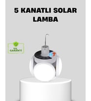 Northcity Solar Güneş Enerjili ve USB Şarjlı 5 Kanatlı LED Kamp Lambası - Katlanabilir, Su Geçirmez ve 5 Modlu Aydınlatma