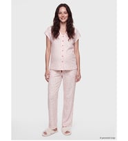 LCW DREAM Ekru V Yaka Çiçekli Hamile Pijama Takımı