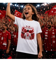 BK Gift Kişiye Özel Türkiye Taraftar Temalı 2026 Dünya Kupası Tasarımlı Çocuk Tişört-2, Tek Yürek Milli Takım Ruhu