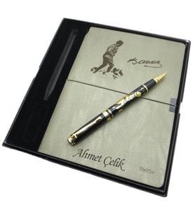 Scrikss İsme Özel Verona Defter(K.Atatürk İmzalı) + İsme Özel Atatürk Kalem + Kişiye Özel Kutulu Set