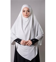 Krem Pratik Hazır Geçmeli Tesettür Eşarp Medine İpeği Bağcıklı Çift Katlı Sufle Hijab 2302_40